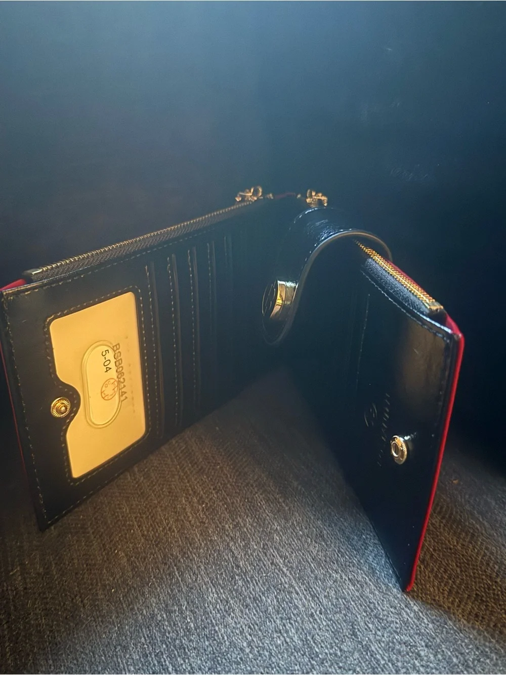 New Bostanten Red Leather Women's Wallet with Black Snap - Branded B Logo